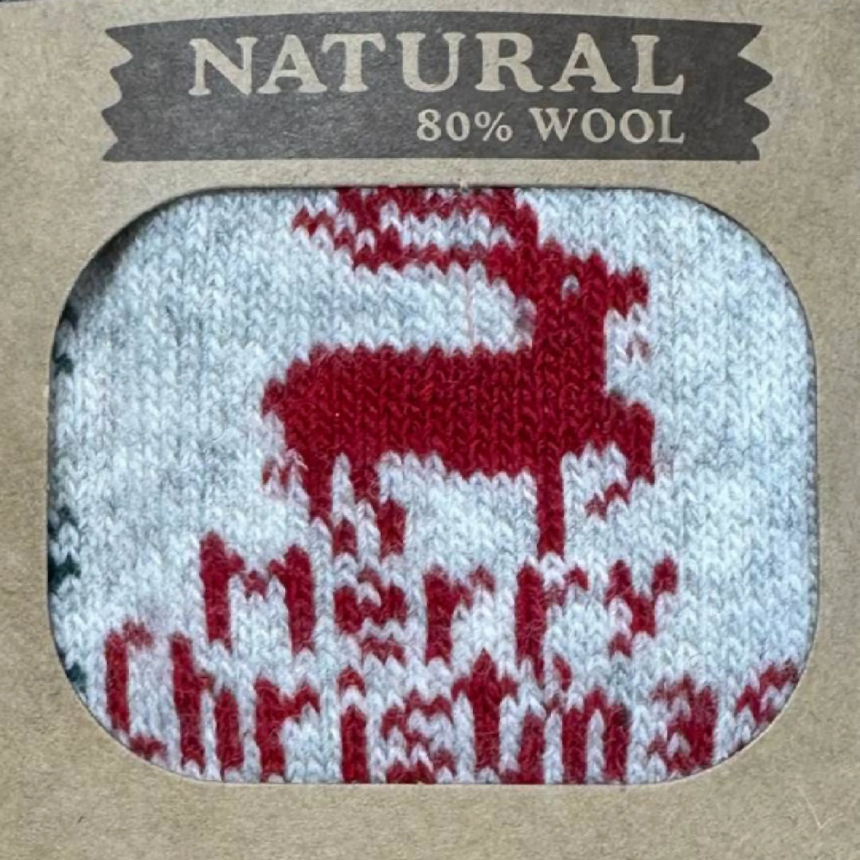 Woolwear Julesokker med Rensdyr og Merry Christmas -