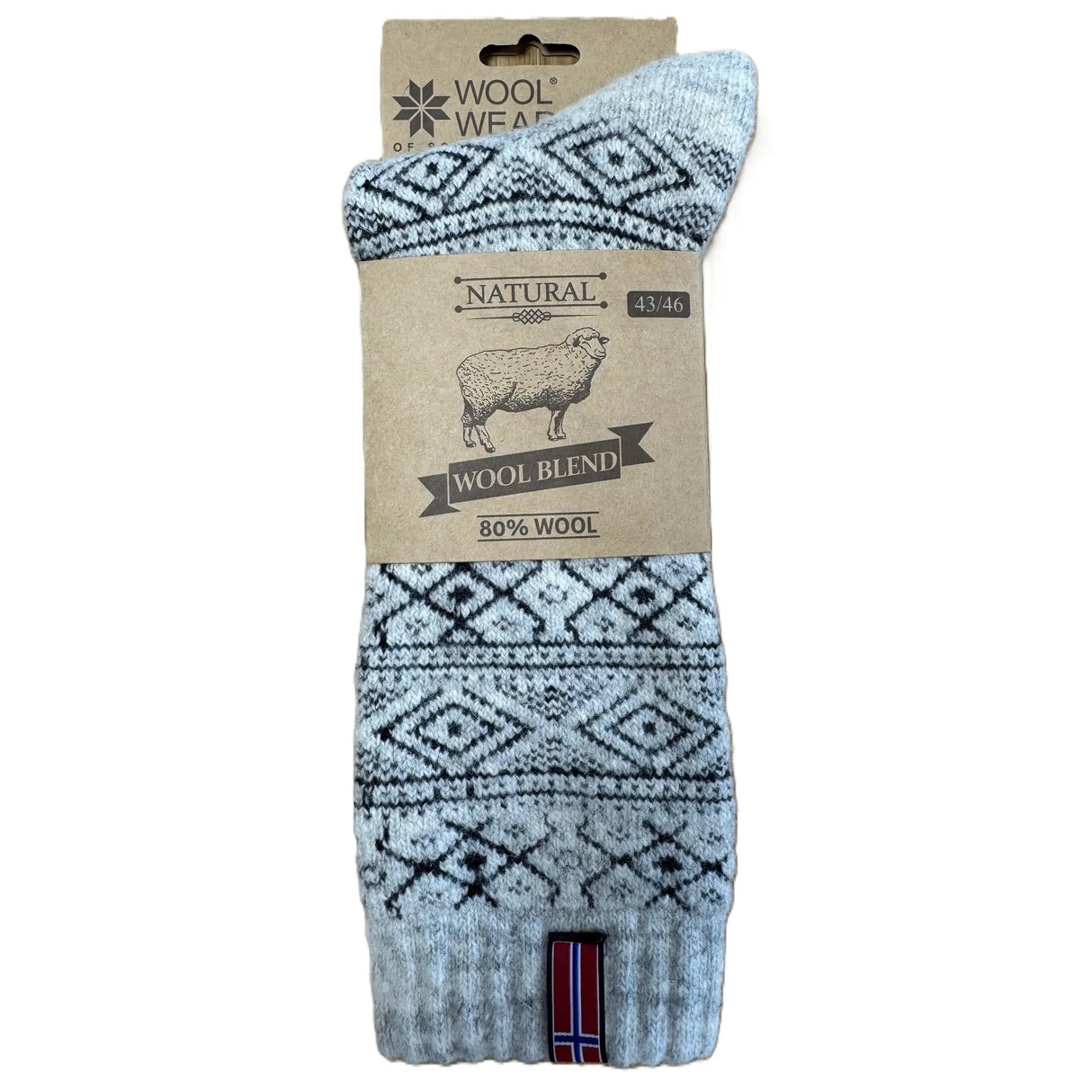 Woolwear Ragsokker med norsk flag - Grå / Koks - 43-46