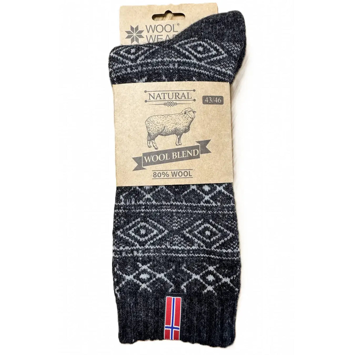 Woolwear Ragsokker med norsk flag koks/grå - Koksgrå