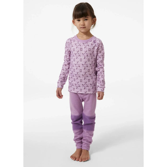 Helly Hansen Kids' HH Graphic LIFA® Merino Base Layer Set Skiundertøj Børn - Wisteria Purple - Wisteria Purple