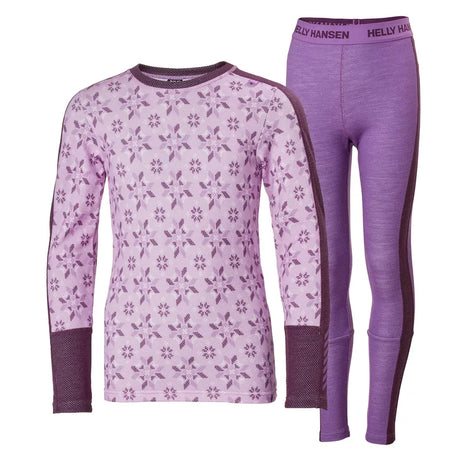 Helly Hansen Juniors' Graphic LIFA® Merino Base Layer Set Skiundertøj Børn - Crushed Grape - Crushed Grape