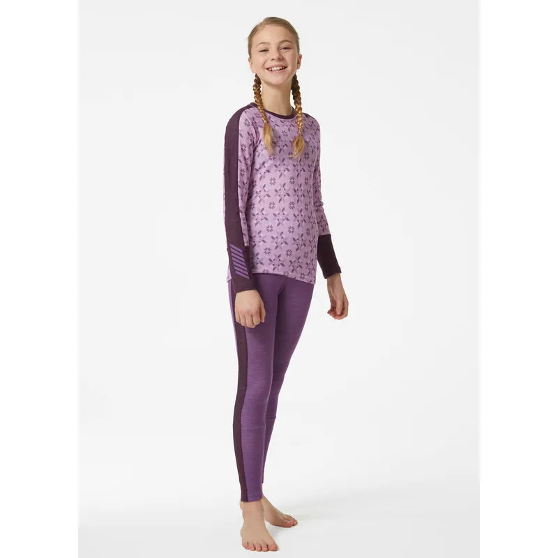 Helly Hansen Juniors' Graphic LIFA® Merino Base Layer Set Skiundertøj Børn - Crushed Grape -