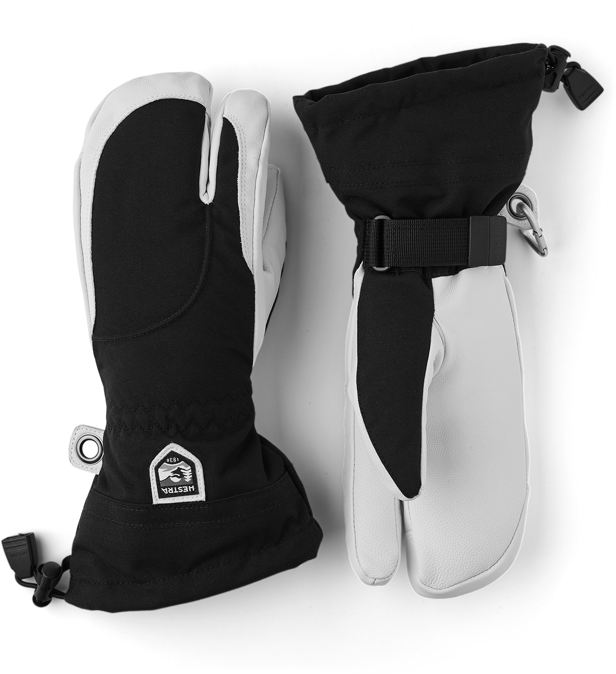 Hestra Heli Ski Female 3-finger Skihandsker Dame - Black & off white - Black & off white