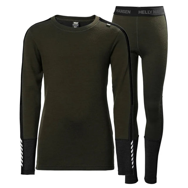 Helly Hansen Juniors' LIFA® Merino Midweight Base Layer Set Skiundertøj Børn - Utility Green - Utility Green