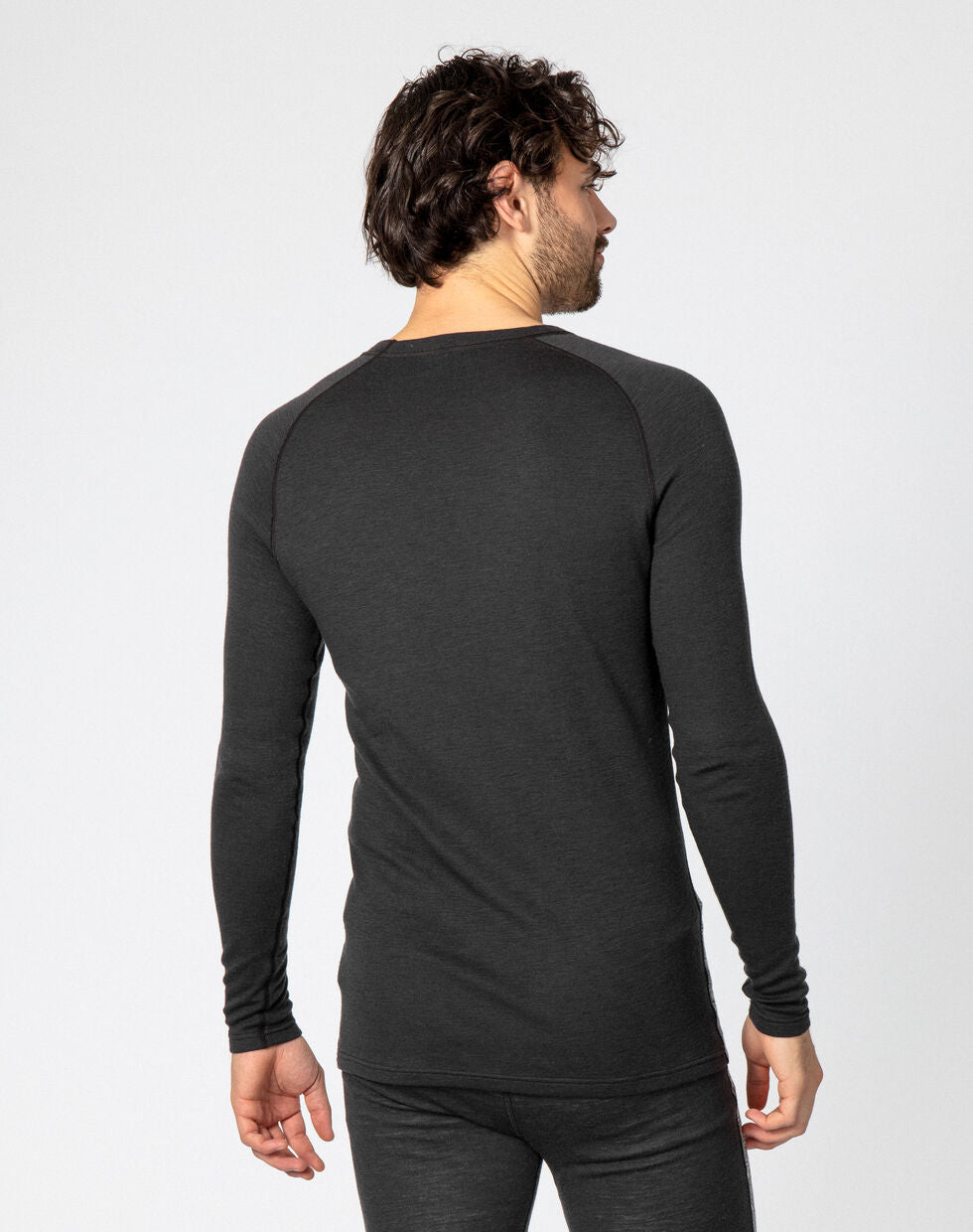 Bula Geo Merino Wool Crew Skiundertøj Sæt Herre - Dark Grey / Grey Melange -