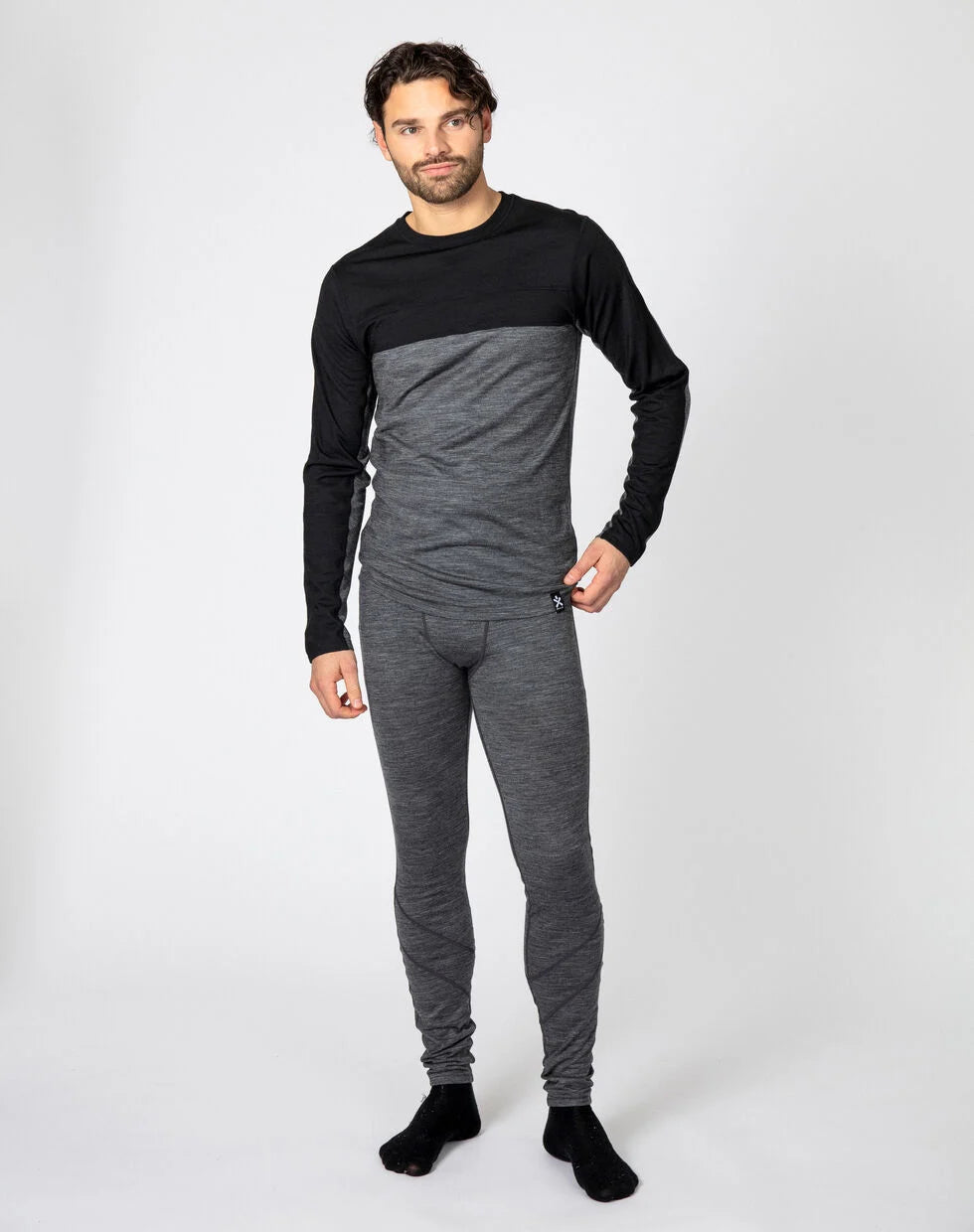 Bula Retro Wool Crew Skiundertøj Sæt Herre - Black Melange -