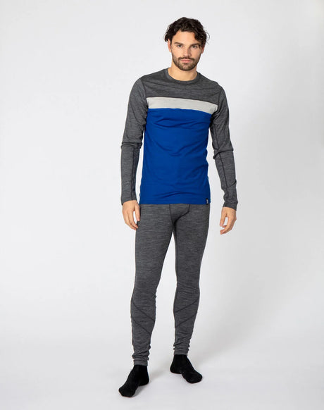 Bula Retro Wool Crew Skiundertøj Sæt Herre - Lapis / Black Melange - XL