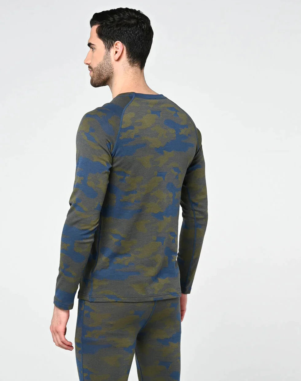 Bula Camo Merino Wool Crew Skiundertrøje Herre - Denim -