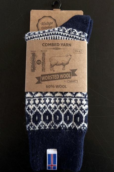 Charm Ragsokker 60% Uld - Blå - Marine