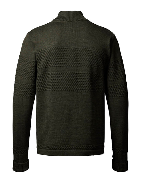 Clipper Saltum Cardigan Stand Up Collar Zip Sømandstrøje - Olive Melange -