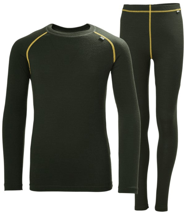 Helly Hansen Juniors' HH Merino Mid Set Skiundertøj Børn - Pine Green
