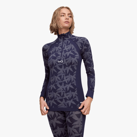 Kari Traa Butterfly Half Zip Langærmet Baselayer Dame - Marin