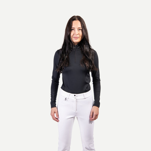 Kjus Feel Women's Feel Midlayer Half-Zip Skiundertrøje Dame - Black Melange - Black Melange