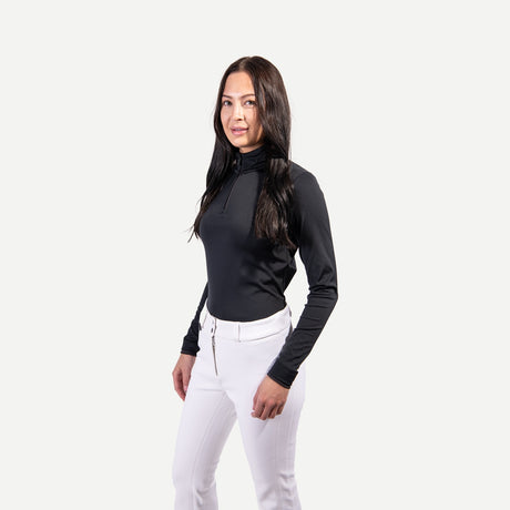 Kjus Feel Women's Feel Midlayer Half-Zip Skiundertrøje Dame - Black Melange -