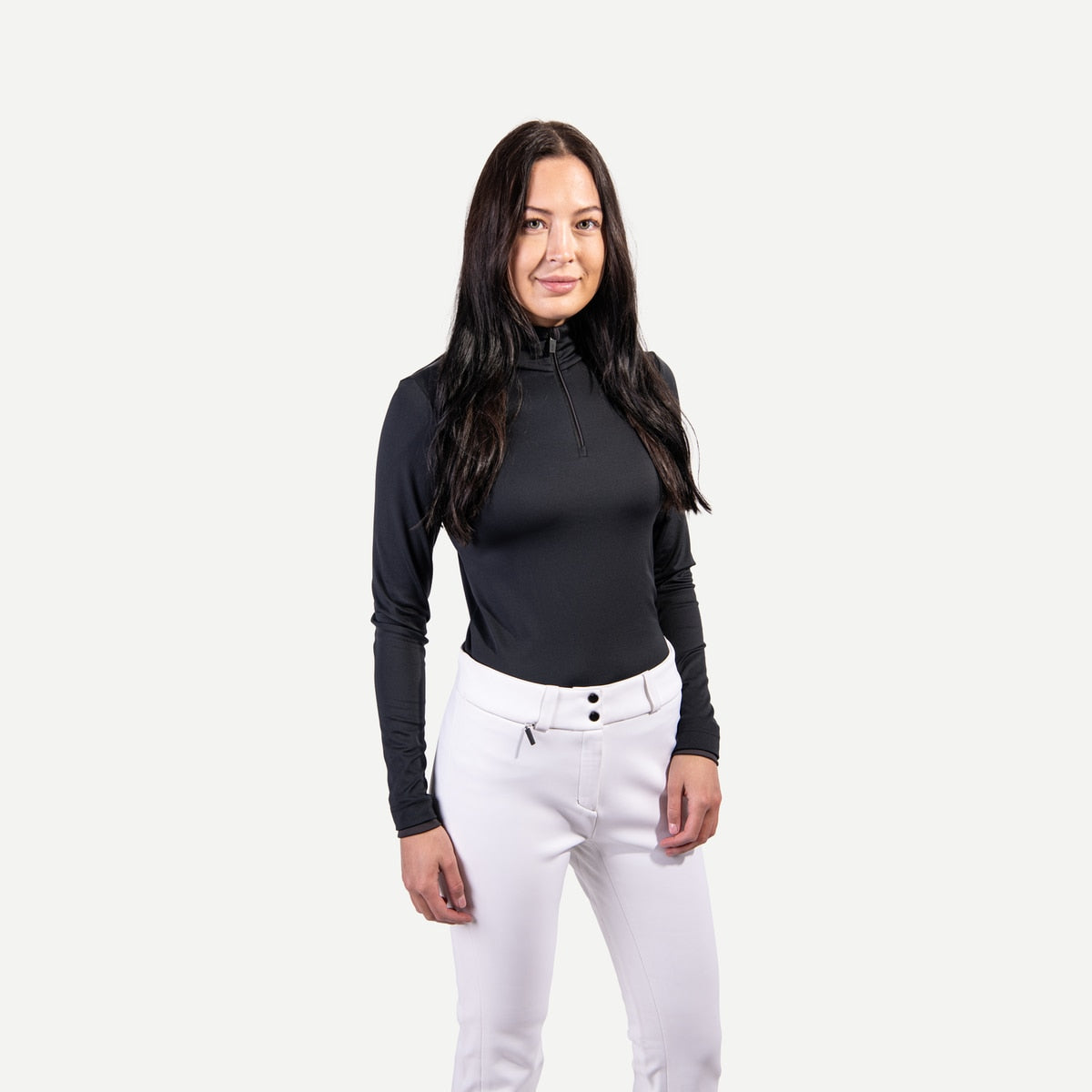 Kjus Feel Women's Feel Midlayer Half-Zip Skiundertrøje Dame - Black Melange -
