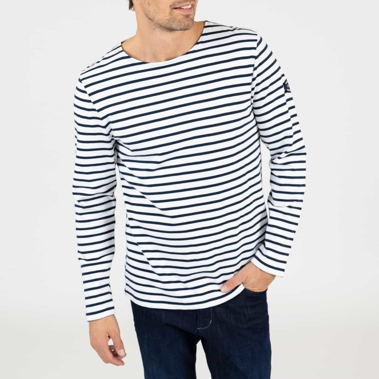 Sebago Sailor Stripe LS - White Navy