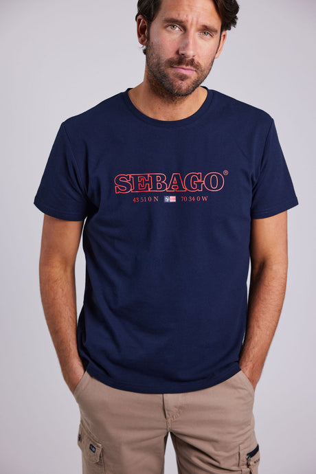 Sebago Performance Tee T-shirt Herre - Navy - Navy