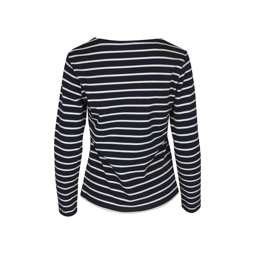Sea Ranch Antibes Stribet Langærmet T-shirt Dame - SR Navy/Ecru -