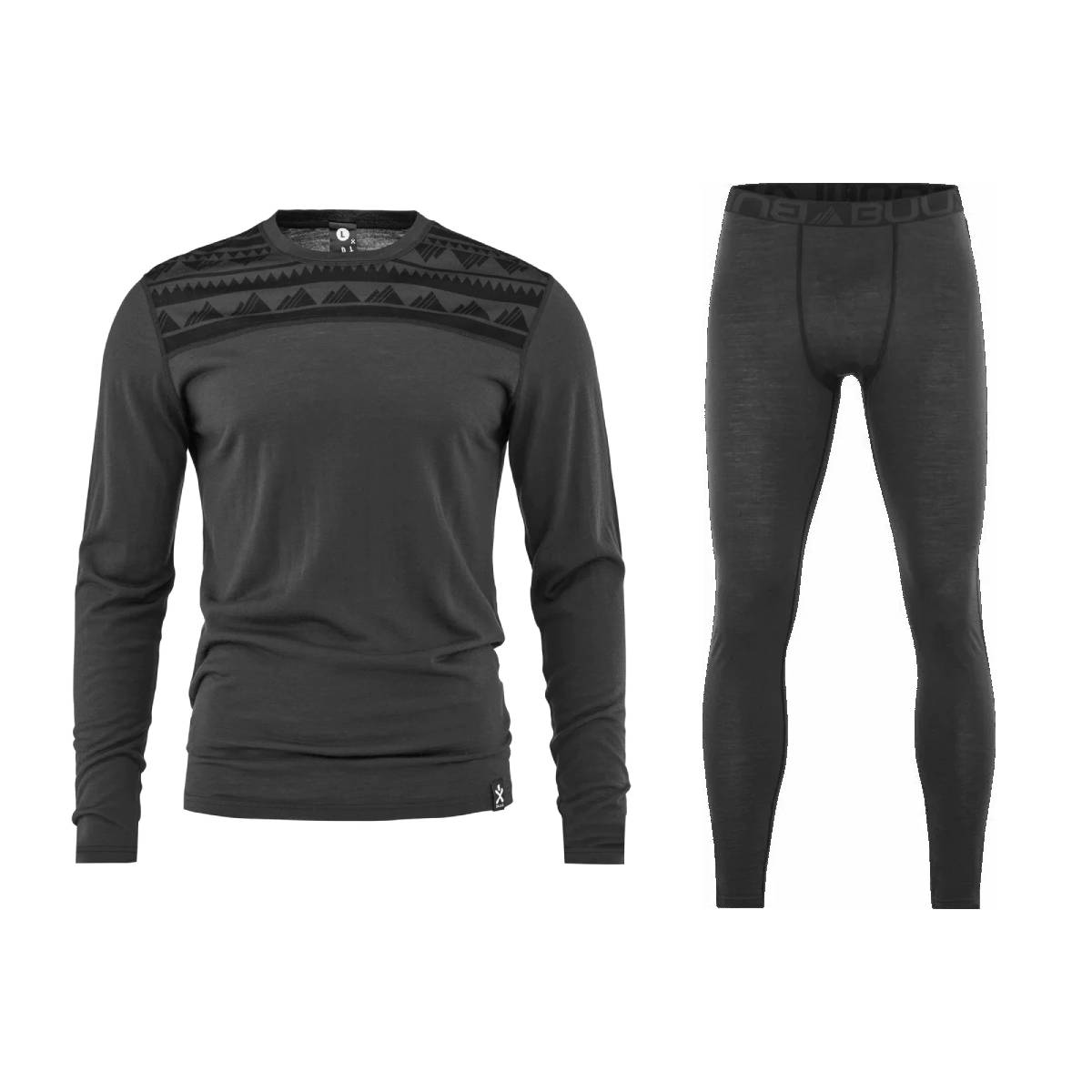 Bula Aztec Merino Wool Crew Skiundertøj Sæt Herre - Dark Grey - XL