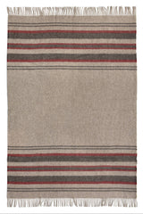 Silkeborg Uldspinderi uldplaid i stribet mønster - Oak-beige/bordeaux -