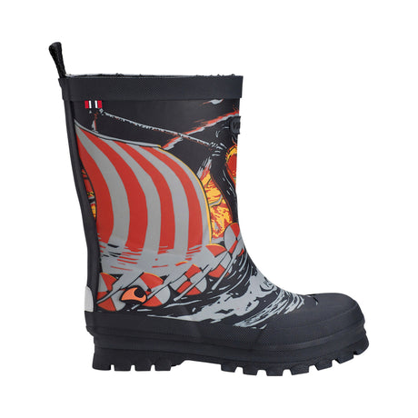 Viking Jolly Print Rubber Boots Gummistøvler Børn - Black/Sun - Black Sun