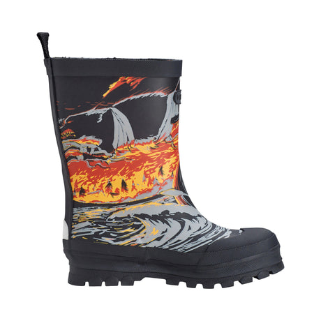 Viking Jolly Print Rubber Boots Gummistøvler Børn - Black/Sun -