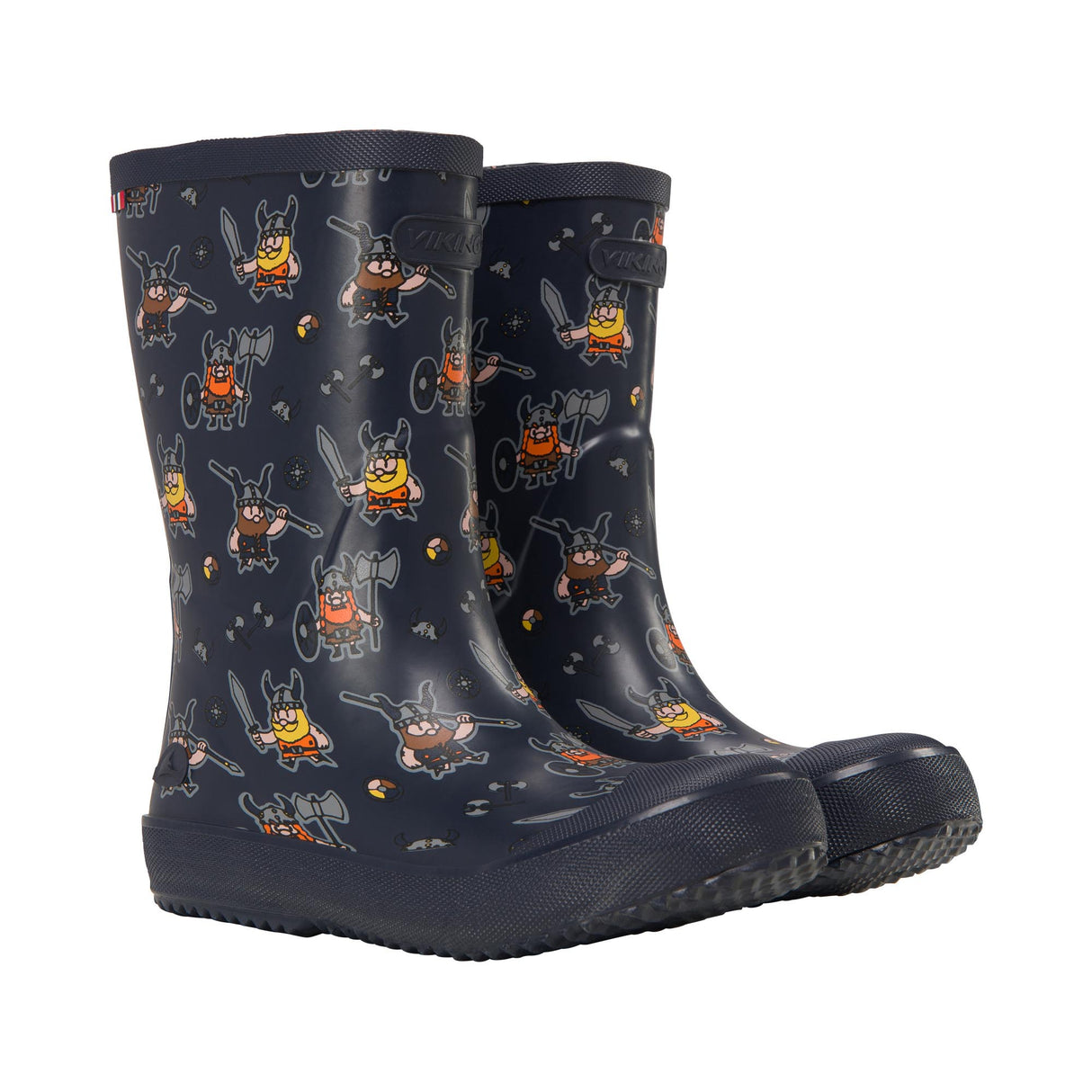 Viking Indie Print Gummistøvler Børn - Navy/Orange -