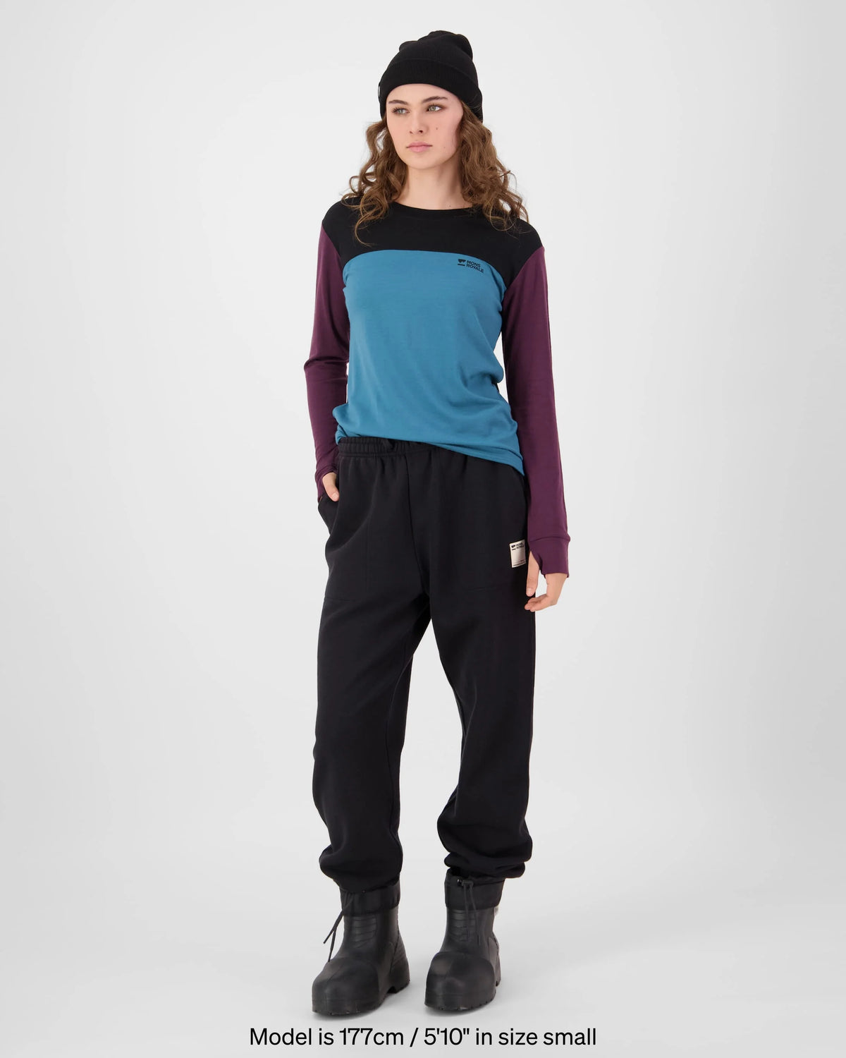 Mons Royale Yotei Merino Long Sleeve Skiundertrøje Dame – Jasper / Fig / Black - - 100022-1171-1028-106