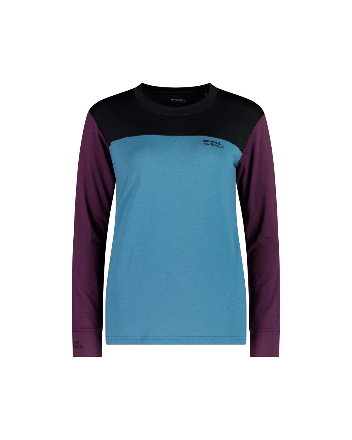 Mons Royale Yotei Merino Long Sleeve Skiundertrøje Dame – Jasper / Fig / Black - - 100022-1171-1028-201