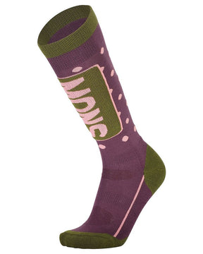 Mons Royale Women's Mons Tech Cushion Sock Skisokker Dame - Blackberry & Avocado L: 41-43