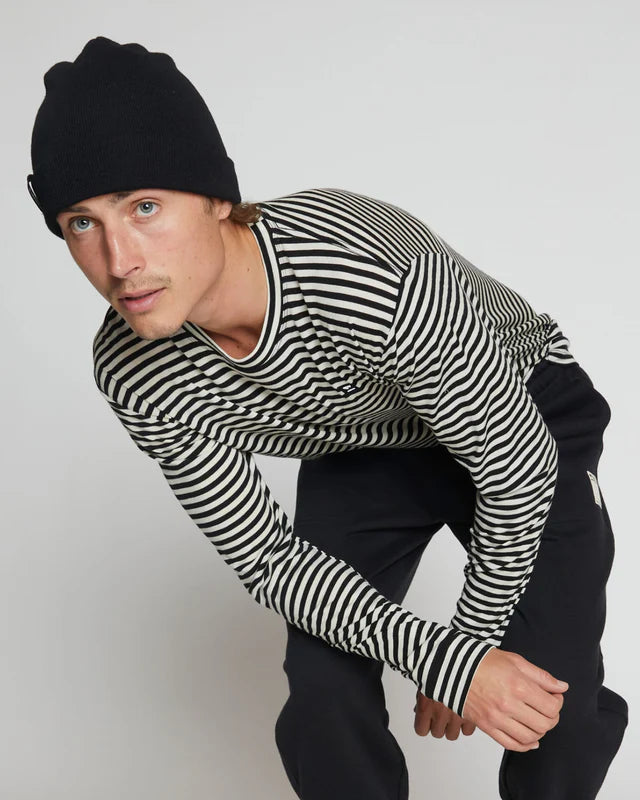 Mons Royale Icon Merino Classic Long Sleeve T-Shirt Herre - Stripe -