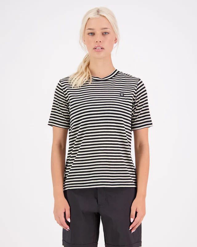 Mons Royale Icon Merino T-Shirt Dame - Stripe - Stripe