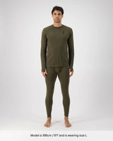 Mons Royale Cascade Merino Base Layer Long Sleeve Skiundertøj Sæt Herre - Dark Olive