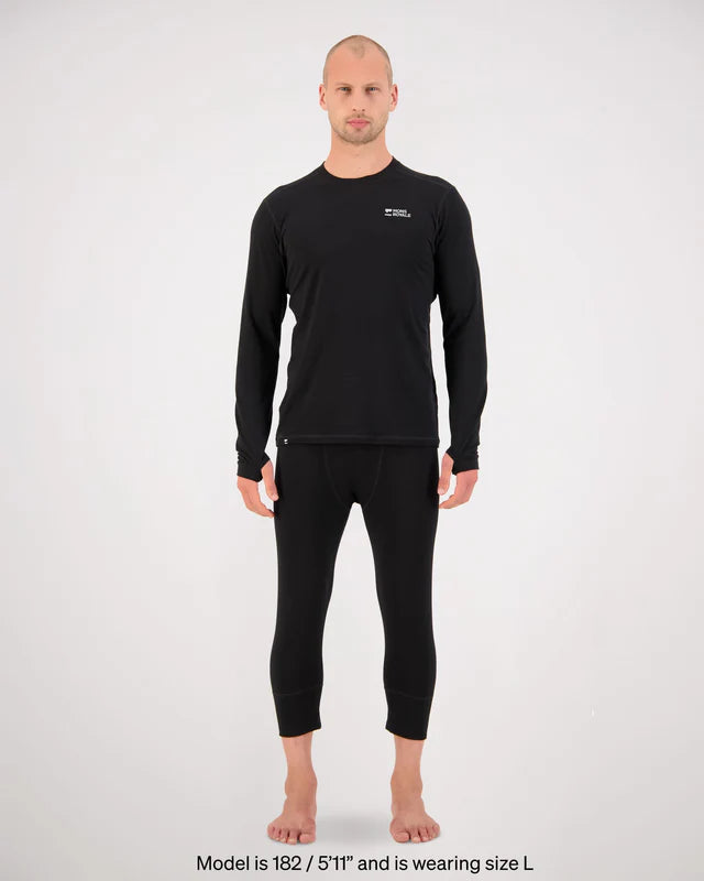 Mons Royale Cascade Merino Base Layer Long Sleeve Skiundertrøje Herre - Black -