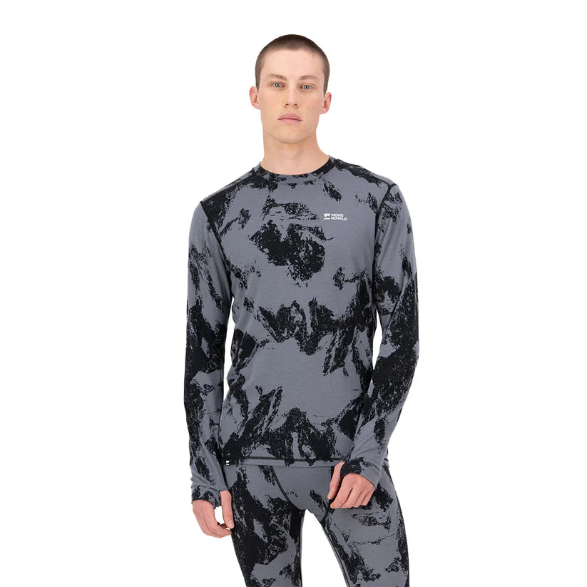 Mons Royale Cascade Merino Base Layer Long Sleeve Skiundertrøje Herre - Mtn Pixel Grey - Mtn Pixel Grey