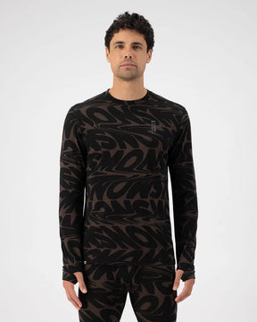 Mons Royale Cascade Merino Base Layer Long Sleeve & Legging Skiundertøj Sæt Herre - Signal Lost Cedar / Black -