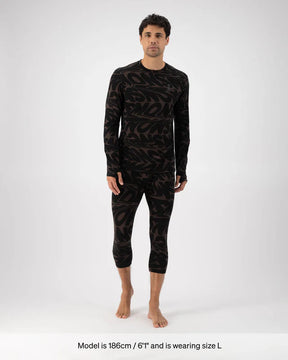 Mons Royale Cascade Merino Base Layer Long Sleeve & 3/4 Legging Skiundertøj Sæt Herre - Signal Lost Cedar - XXL