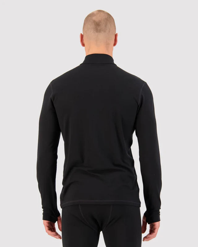 Mons Royale Cascade Merino Base Layer 1/4 Zip Skiundertøj Sæt Herre - Black