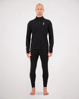 Mons Royale Cascade Merino Base Layer 1/4 Zip Skiundertøj Sæt Herre - Black