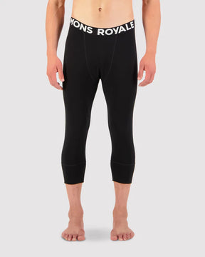Mons Royale Cascade Merino Base Layer Long Sleeve & 3/4 Legging Skiundertøj Sæt Herre - Black -