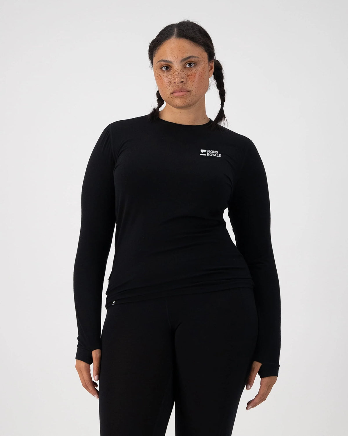 Mons Royale Cascade Merino Base Layer Long Sleeve Skiundertrøje Dame – Black - - 100503-1171-001-001