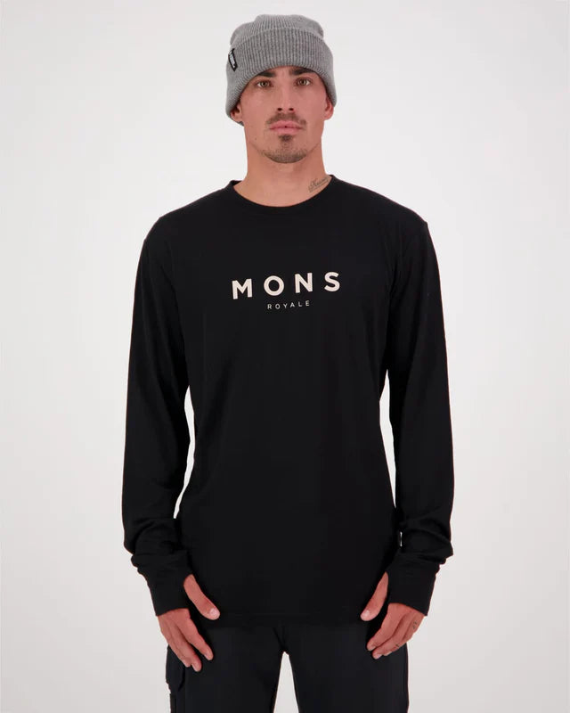 Mons Royale Yotei Merino Classic Long Sleeve Skiundertrøje Herre - Black