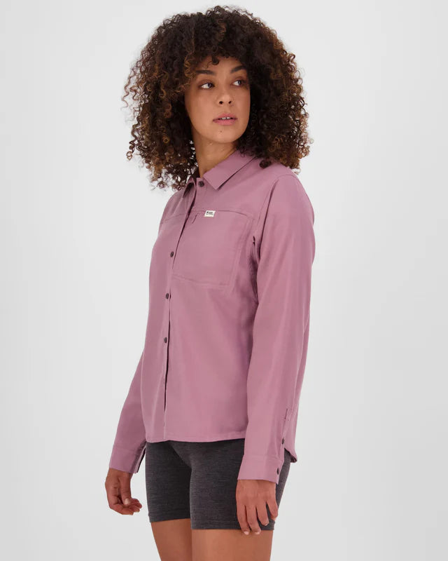 Mons Royale AT Merino Short Sleeve Shirt Langærmet Skjorte Dame - Sierra Pink -
