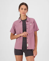 Mons Royale AT Merino Short Sleeve Shirt Kortærmet Skjorte Dame - Sierra Pink - Sierra Pink