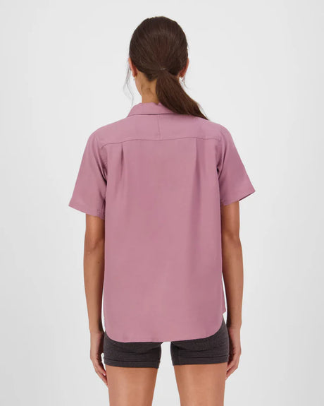 Mons Royale AT Merino Short Sleeve Shirt Kortærmet Skjorte Dame - Sierra Pink -