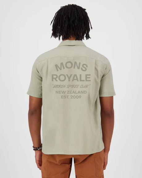 Mons Royale Breezer Merino Short Sleeve T-Shirt Herre - Dried Eucalyptus -