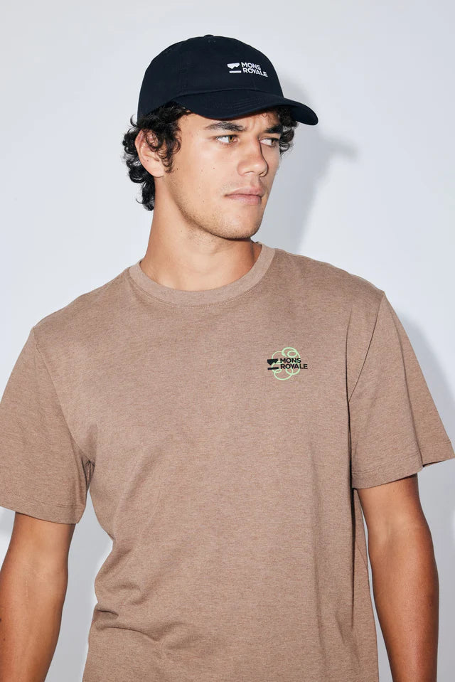 Mons Royale Yonder Merino Organic Cotton T-Shirt Herre - Mocha -