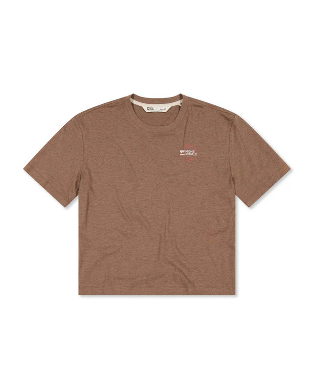 Mons Royale Yonder Merino Organic Cotton T-Shirt Dame - Mocha -
