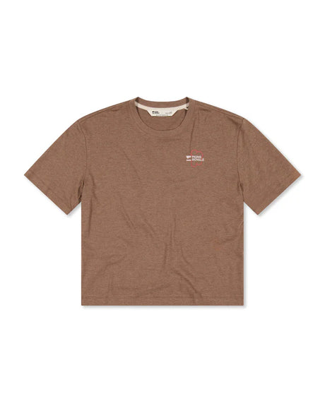 Mons Royale Yonder Merino Organic Cotton T-Shirt Dame - Mocha -
