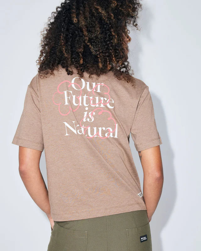 Mons Royale Yonder Merino Organic Cotton T-Shirt Dame - Mocha -